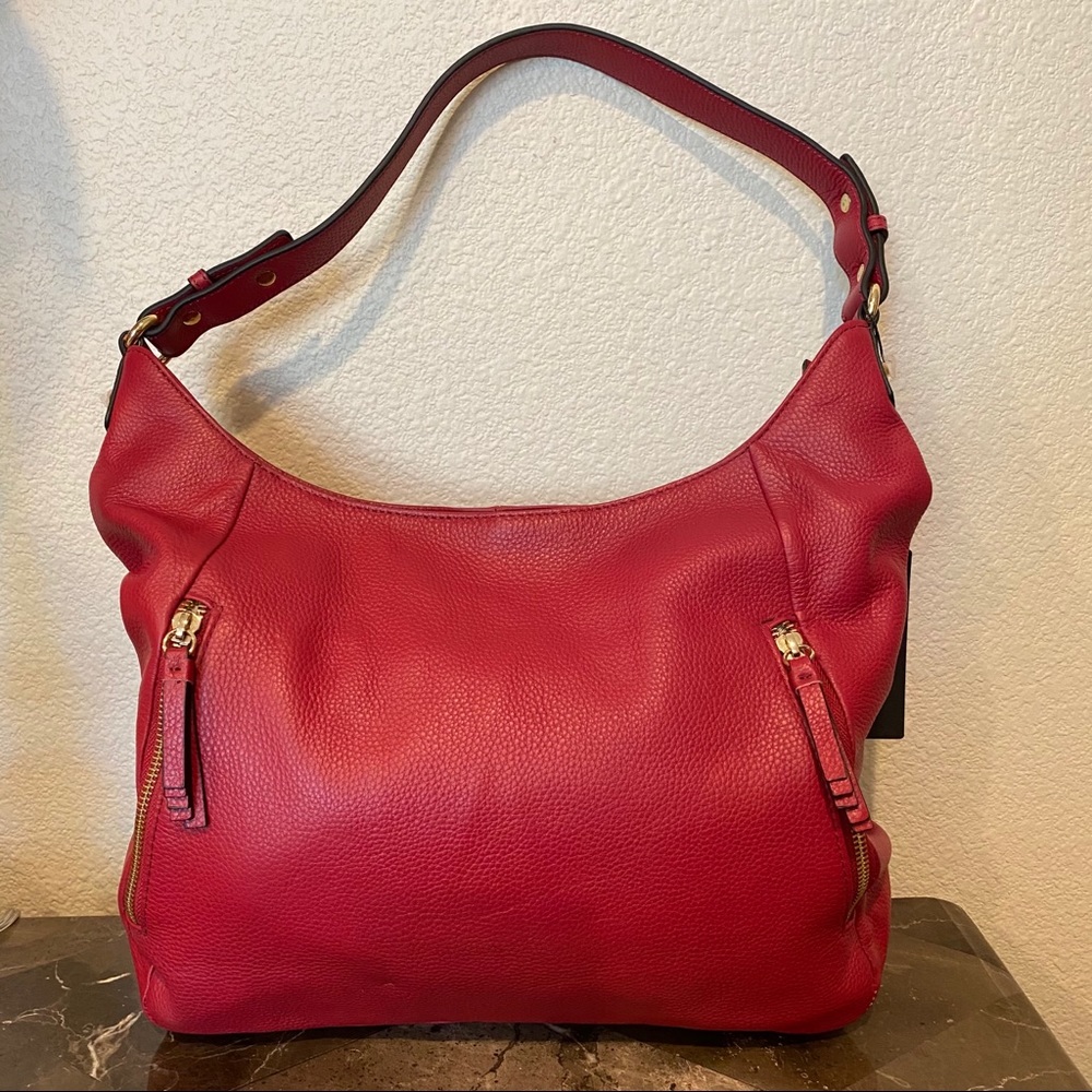 New Ora‎ Delphine Red Satchel Handbag w/ Top Zip